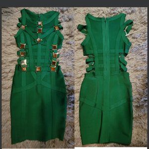 Green Bodycon Bandage Mini Dress